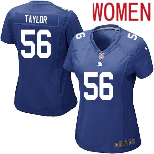 Women New York Giants 56 Lawrence Taylor Nike Royal Game NFL Jersey